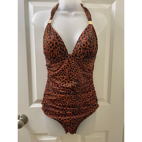Victoria's Secret The Forever Push-Up Leopard Print One Piece Swimsuit M - Picture 1 of 7